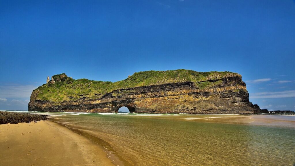south africa, nature, coffee bay, hole in the wall, mountain, ocean, blue sky, blue coffee, blue wall